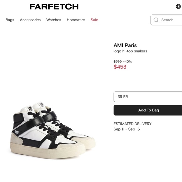 AMI ALEXANDRE MATTIUSSI Black and White ADC Hight Top Sneakers size 36 LIKE NEW - Picture 3 of 12